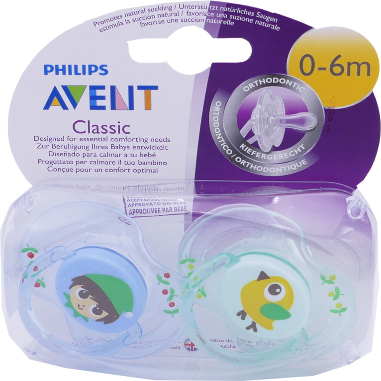 AVENT Sucettes Orthodontiques 0-6 Mois Silicone - Colori Fille