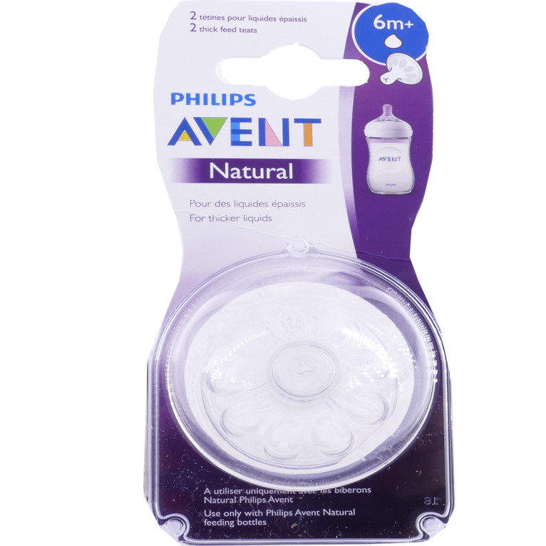 Philips Avent Lot de 2 tétines pour biberon à Réponse Naturelle 0% BPA,  Débit 6 liquides épaissis pour Bébé de 6 mois + (modèle SCY966/02) :  : Bébé et Puériculture