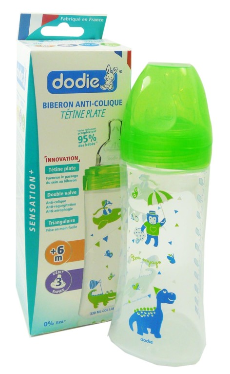 Dodie Lot De 4 Tétines Plates Anti-Coliques Débit 3 Rapide - Silicone Souple - Fabriqué En France