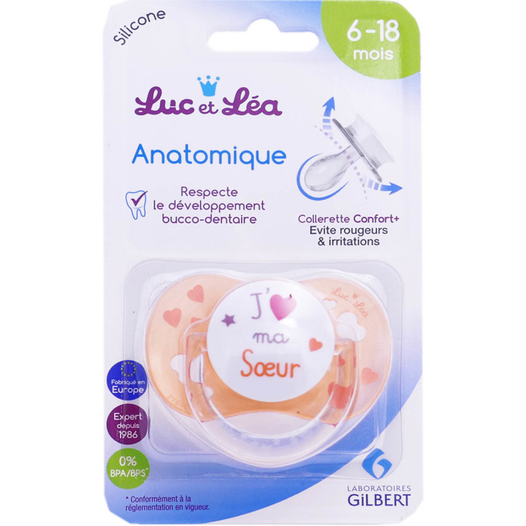 Luc et Léa Sucette silicone physiologique 0-6 mois - Tétine bébé