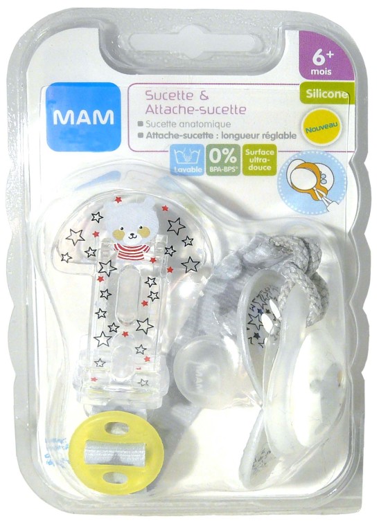 MAM Sucette & Attache-sucette bébé +6 mois, sans silicone - Archange-pharma
