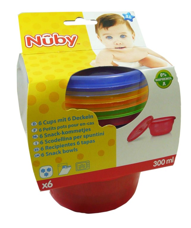 NUBY Pots de Conservation Colorés - 300 ml - Lot de 6