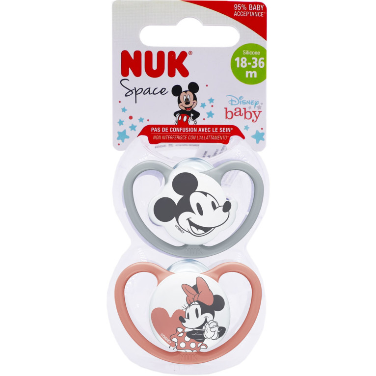 NUK Space Night 2 Sucettes Silicone 18-36 Mois