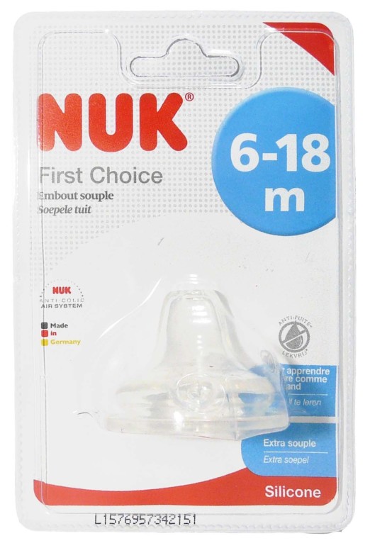 NUK First Choice + 2 Tétines Physiologiques silicone 0-6 mois taille M