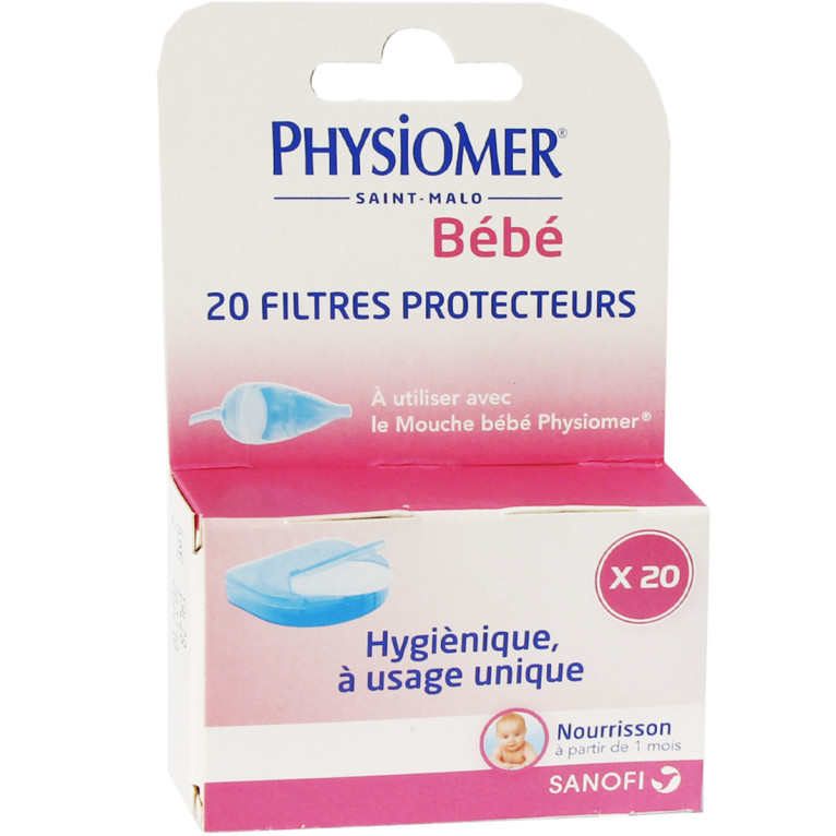 PHYSIOMER Bébé 20 Filtres Protecteurs à Usage Unique - A Utiliser avec le  Mouche-Bébé Physiomer