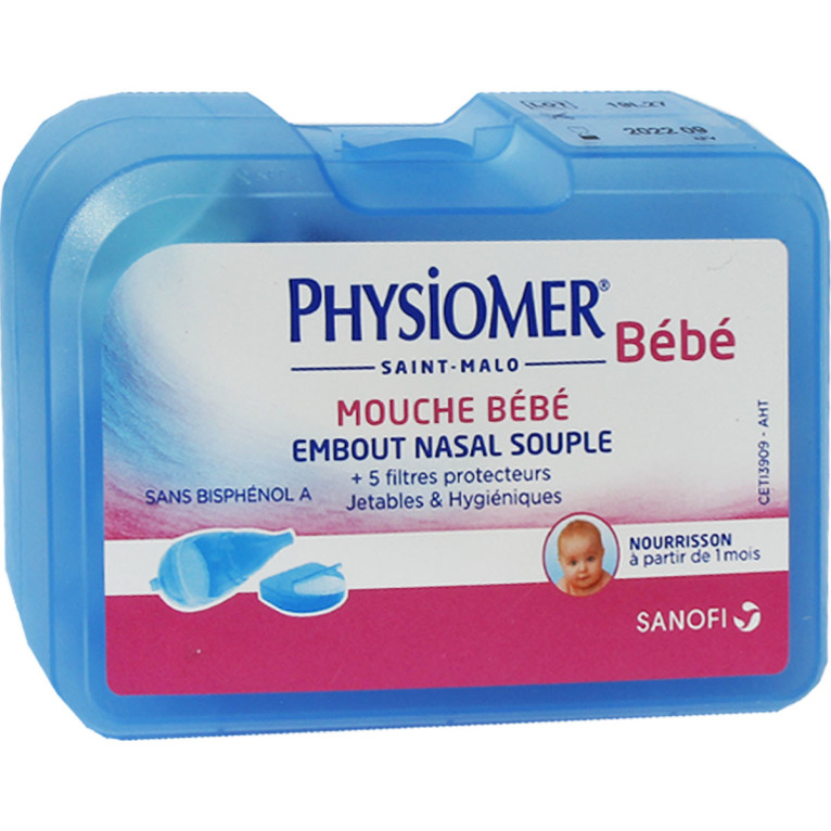 PHYSIOMER MOUCHE BEBE EMBOUT NASAL SOUPLE + FILTRES