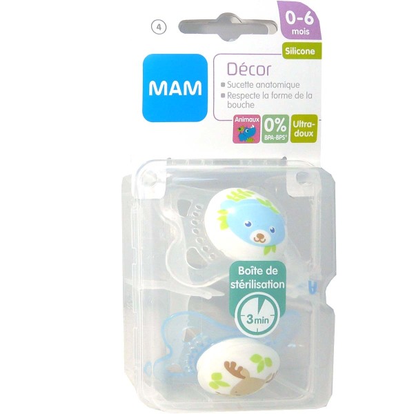 Mam Decor 2 Sucettes Anatomiques Silicone 0 6m