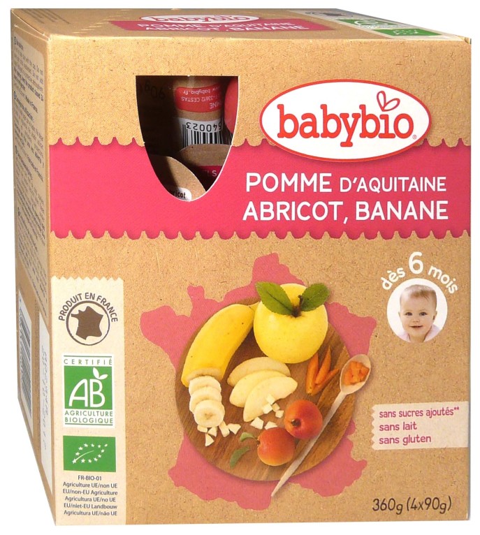 BABYBIO POMMEABRICOTBANANE 4x90 G