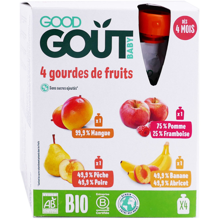 Gourdes Fruits Mangue bio pour Bébé dès 4 mois - Good Goût