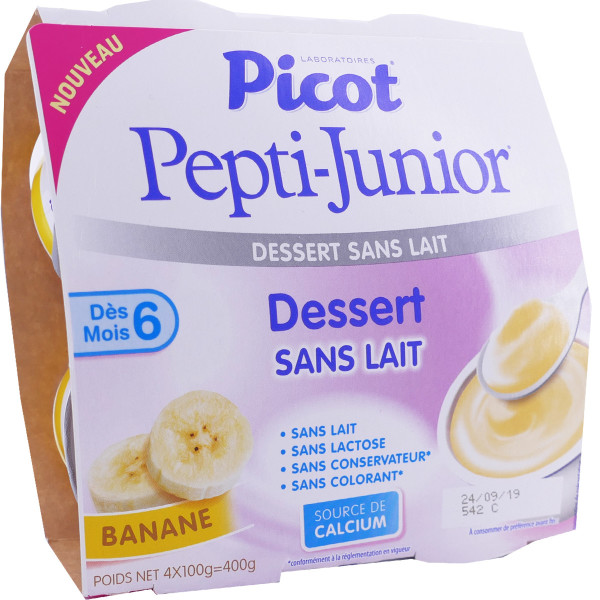 Picot Pepti Junior Dessert Sans Lait 4x100 G Banane Bebe Pharmashopdiscount Com