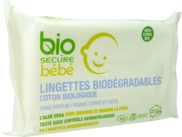 Bio Secure Bebe Lingettes Biodegradables 50x