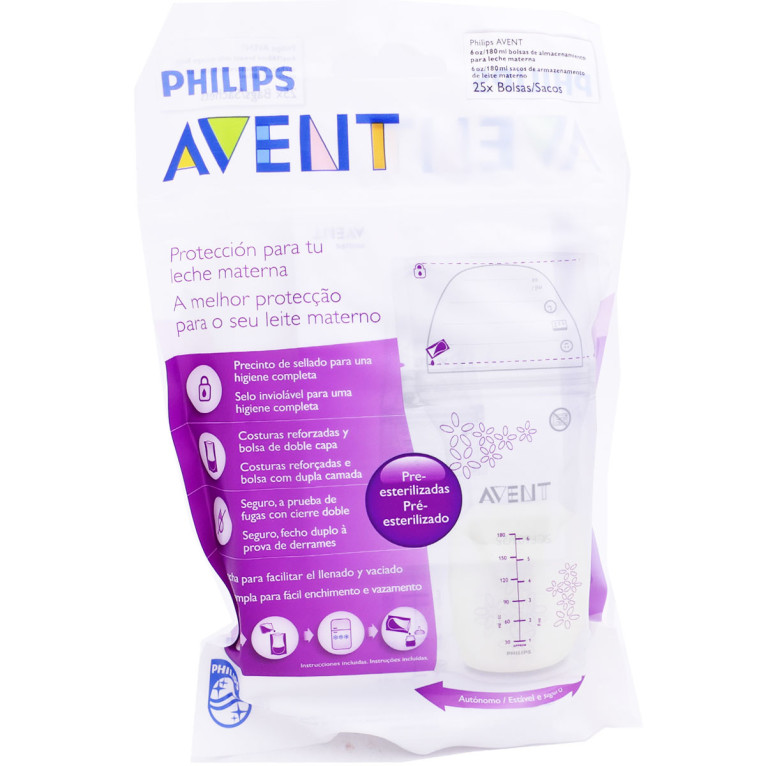 25 sachets de conservation pour le lait maternel 180 ml, Philips