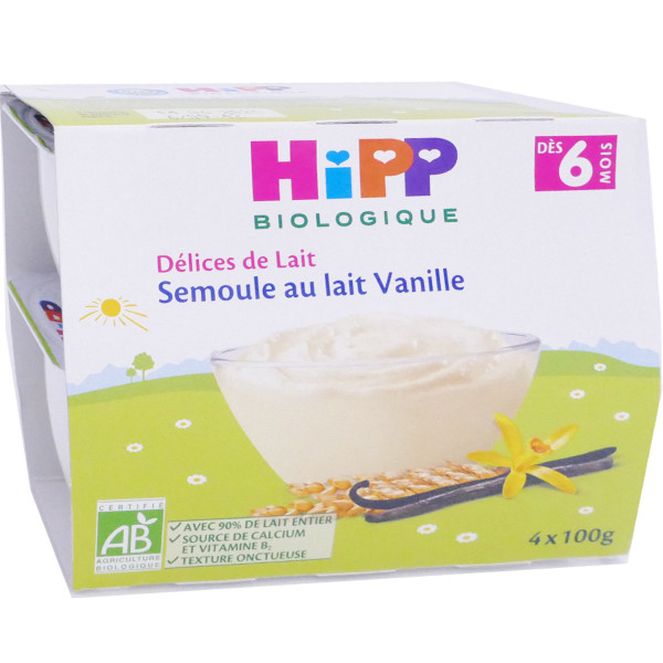 Hipp Semoule Au Lait Vanille 4x100g Bebe Pharmashopdiscount Com