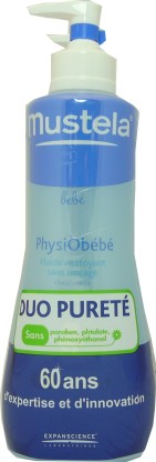 MUSTELA lot de 2 ! PHYSIOBEBE FLUIDE NETTOYANT 500 ML