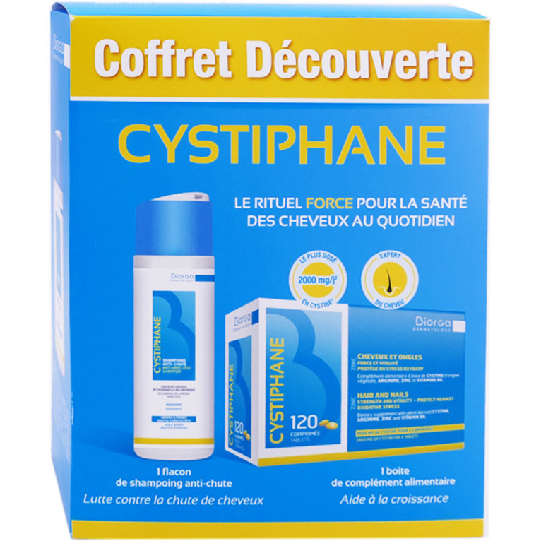 BIORGA CYSTIPHANE COFFRET DECOUVERTE 120 COMPRIMES   SHAMPOOING 200ML