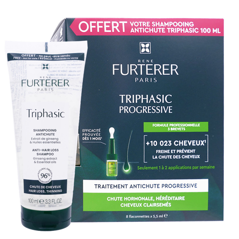 FURTERER TRIPHASIC PROGRESSIVE ANTI CHUTE 8X5.5ML + SHAMPOOING 100ML OFFERT