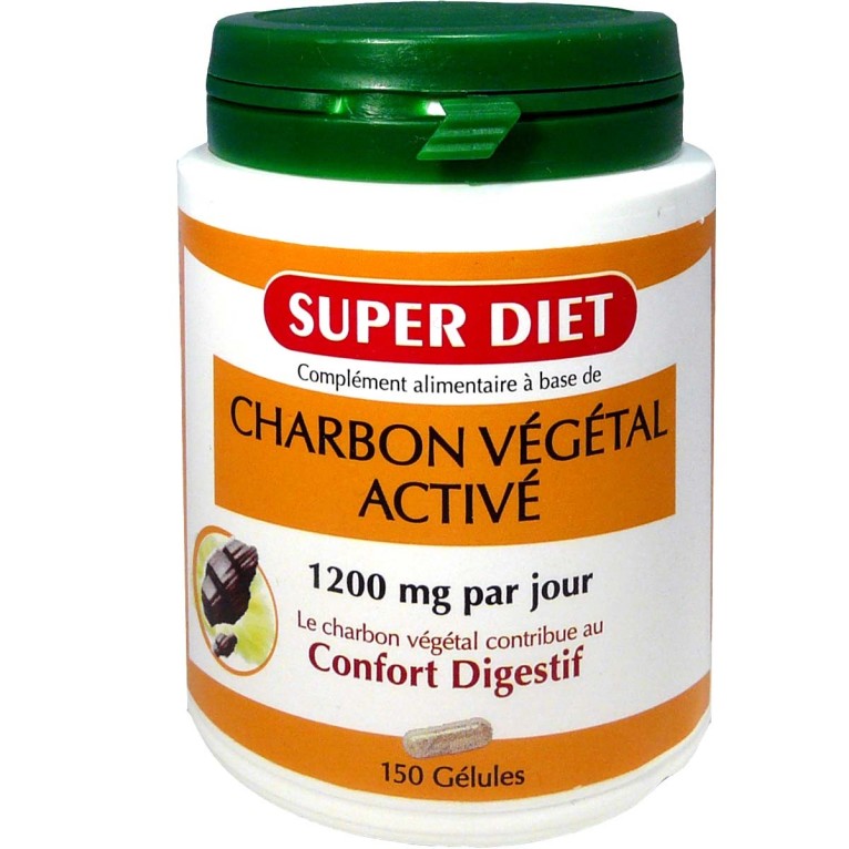 Superdiet -- Charbon végétal activé (ballonnements et confort digestif) - maxi pot 150 gélules