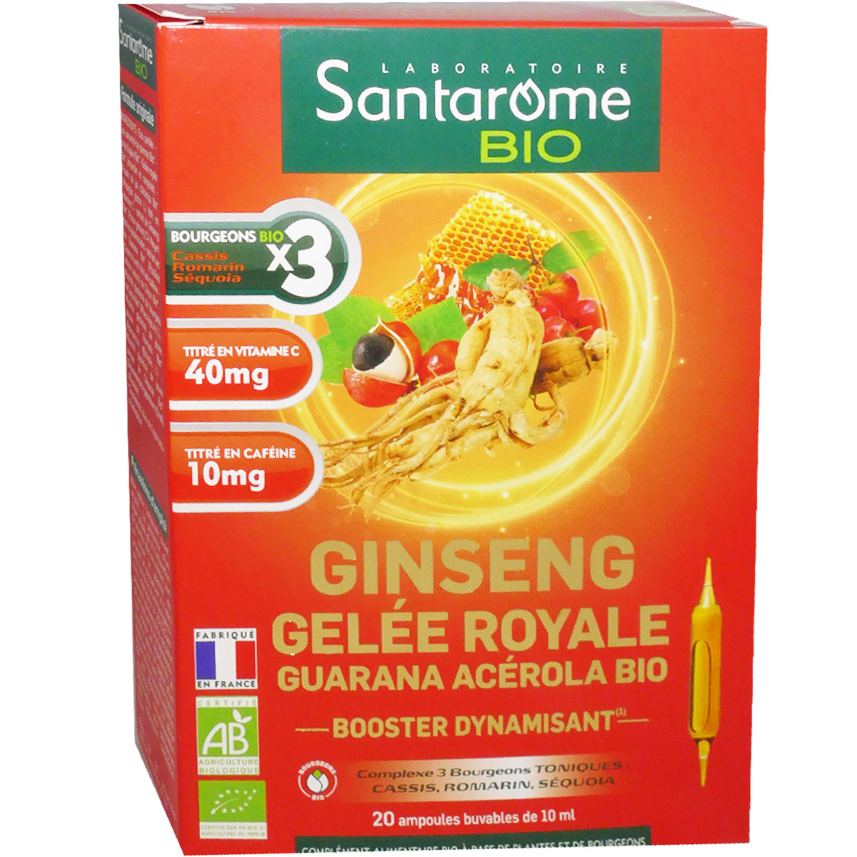 4G Ginseng Gelée Royale Guarana Gingembre 10 Ampoules Boîte 10