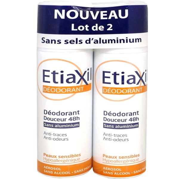ETIAXIL DEODORANT 48H ANTITRACES 150 ML X2 Visage et corps