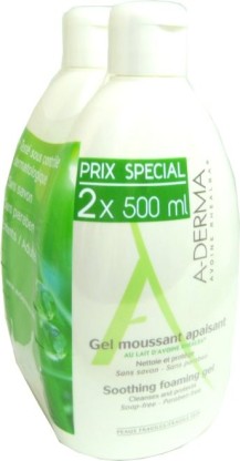 ADERMA GEL MOUSSANT APAISANT AVOINE 2X500ML VERT