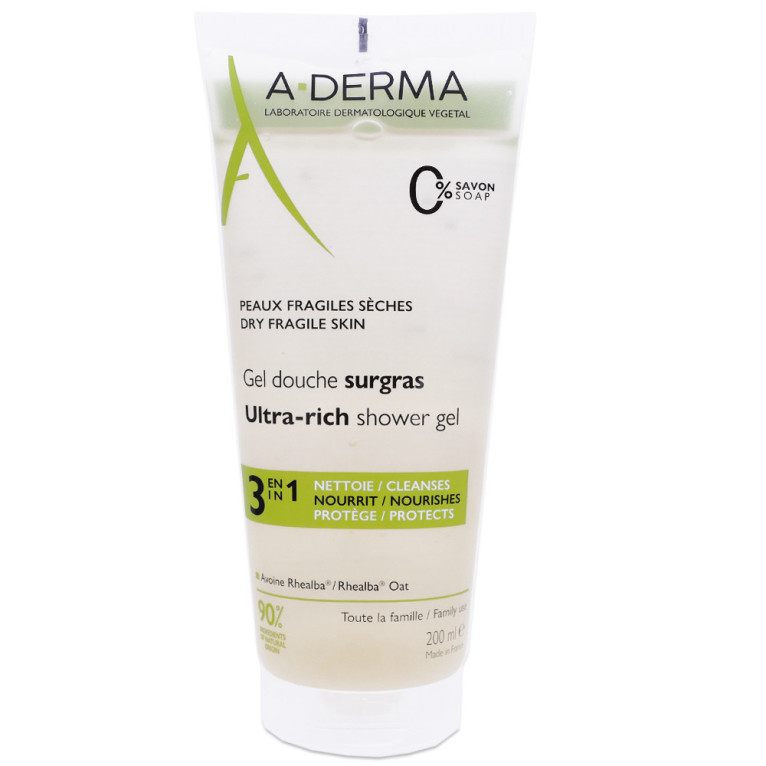 ADERMA GEL DOUCHE SURGRAS 3 EN 1 200ML