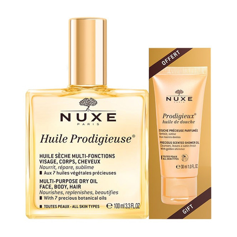 NUXE HUILE PRODIGIEUSE HUILE SECHE 100ML + HUILE DE DOUCHE 30ML