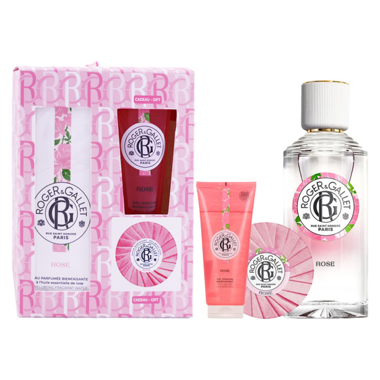 ROGER & GALLET COFFRET ROSE EAU PARFUMEE+ GEL DOUCHE + SAVON
