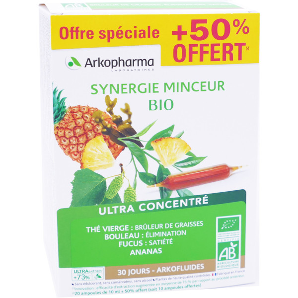 ARKOPHARMA SYNERGIE MINCEUR BIO 20 AMPOULES 10ML Bio & plantes