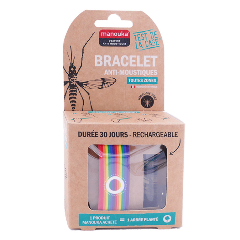 MANOUKA BRACELET ANTI MOUSTIQUES ADULTE + RECHARGE !!COLORIS AU CHOIX!!