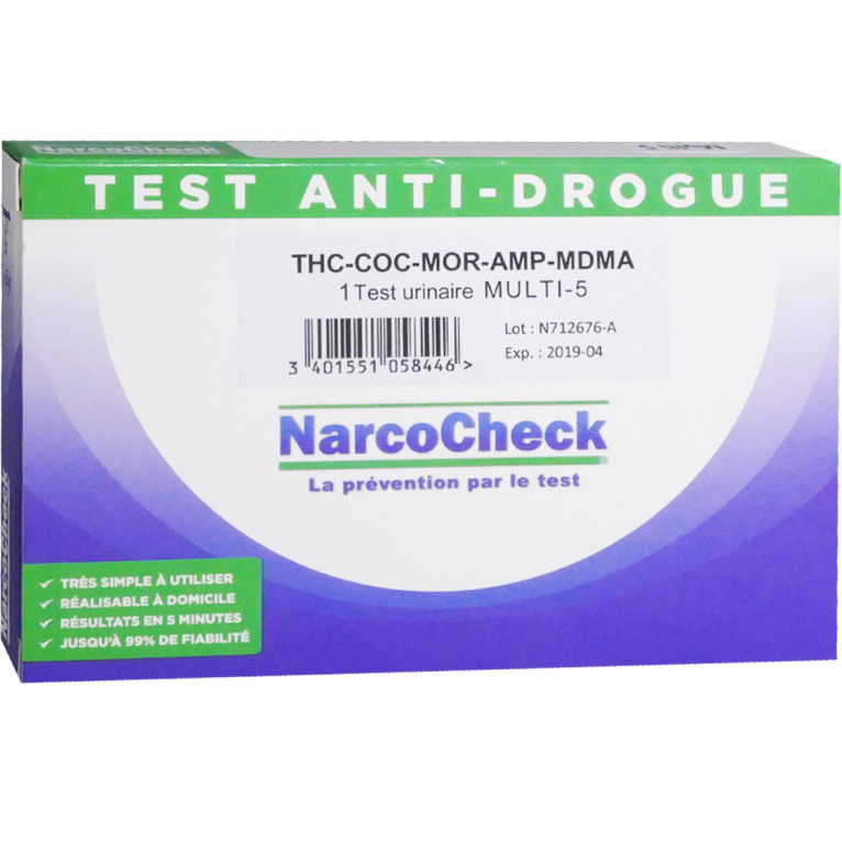 NARCOCHECK TEST ANTI-DROGUE 1 TEST URINAIRE MULTI-5