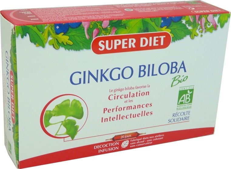 SUPER DIET GINKGO BILOBA BIO CIRCULATION 20 AMPOULES Compléments