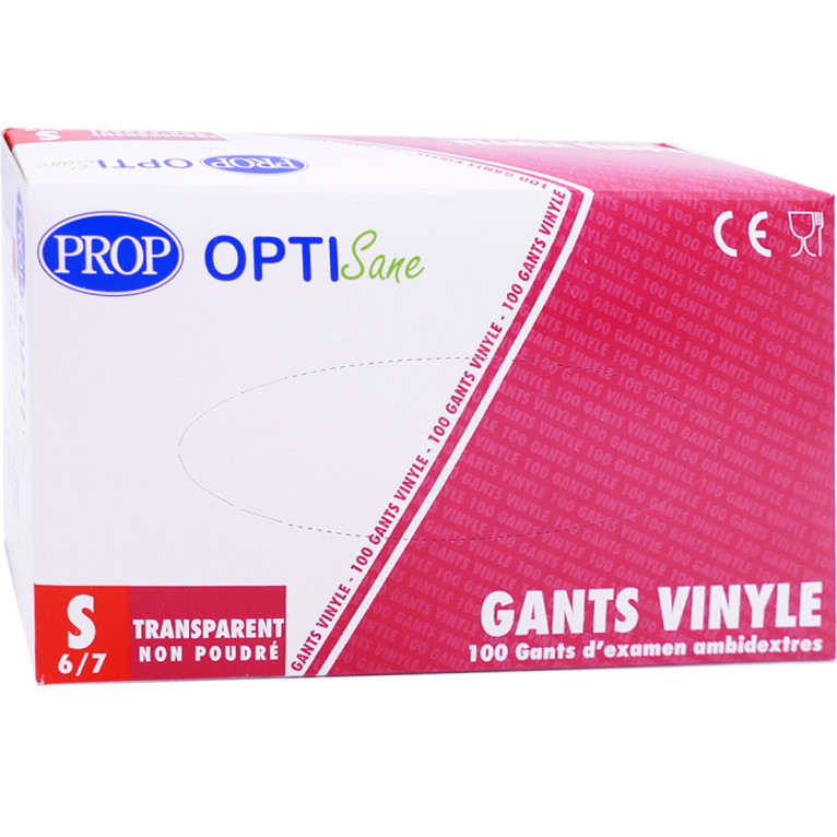 Gant à usage unique vinyle PROP Optisane transparent non poudré