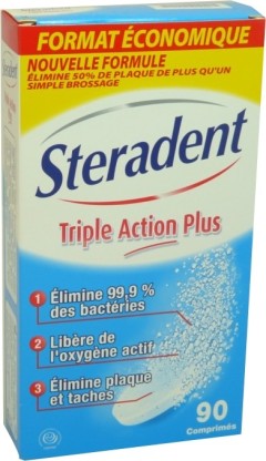 STERADENT TRIPLE ACTION PLUS 90 COMPRIMES