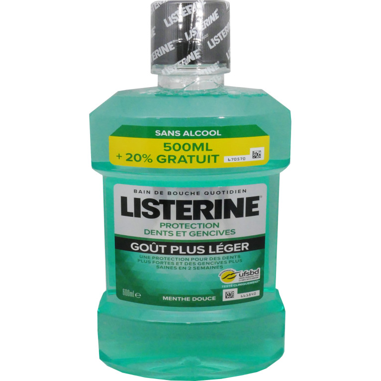 Listerine bain de douche fraîcheur goût plus léger 500ml