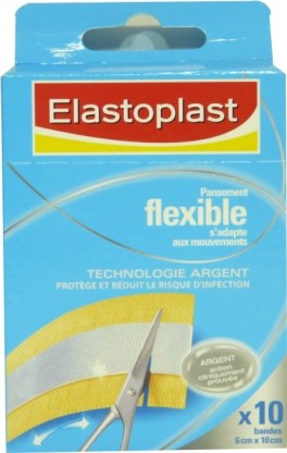 ELASTOPLAST 10 PANSEMENTS FLEXIBLES A L'ARGENT BANDES 6CM*10CM