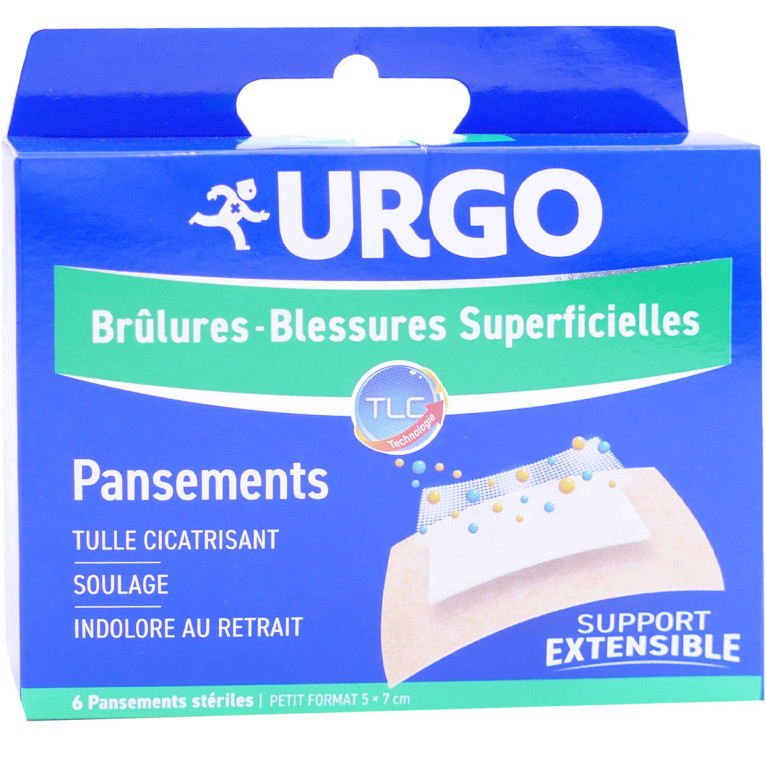 URGO 6 PANSEMENTS STERILES BRULURES BLESSURES SUPERFICIELLES