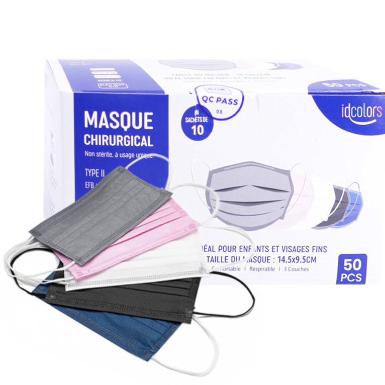 MASQUE CHIRURGICAL TYPE II ENFANTS X50 5 COULEURS