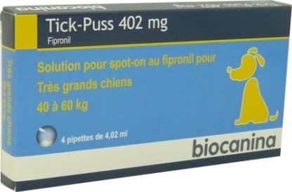 BIOCANINA TICK-PUSS 402 MG CHIENS 4 PIPETTES