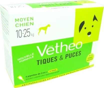 VETHEO TIQUES ET PUCES CHIEN MOYEN 10-25KG