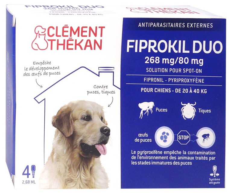 Solution antiparasitaire chiens 10 à 20 kg Perfikan Clément Thékan - 4  pipettes