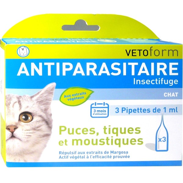 Vetoform Antiparasitaire Insectifuge Chat 3x1ml