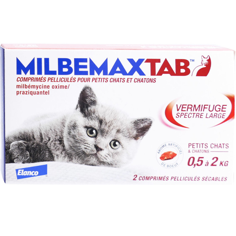 Milbemaxtab Vermifuge Chats 0,5-2kg 2 comprimés