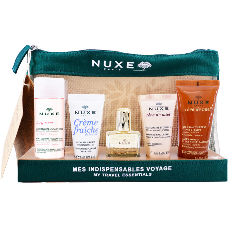 Trousse NUXE Prodigieuse « Mes Indispensables » - Inclut 2 Huiles Prodigieuses + Vanity - Neuf