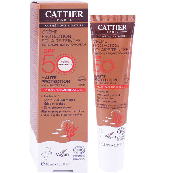 Cattier Creme Protection Solaire Teintee Spf50 Bio 40ml Beaute Pharmashopdiscount Com